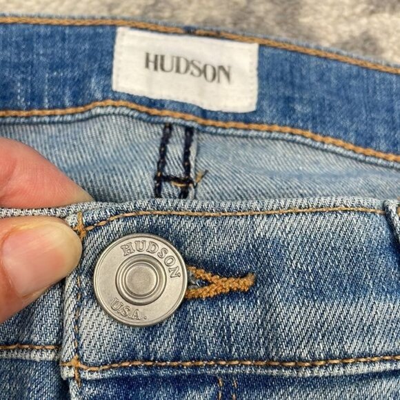 Hudson Krista Ankle Super Skinny Jeans Distressed Ripped Karma Blue Sz 28 - Picture 10 of 12
